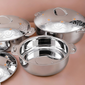 Ensemble de marmites de luxe en acier inoxydable, isolées, antiadhésives, durables, à double paroi, chauffe-plats, couvercle de casserole, buffet, meilleur prix, prix bas - Product Image 3