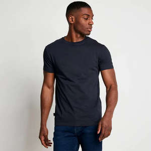 Camiseta Deportiva para Hombre, 100% Algodón, Tejido de Punto, Color Sólido, Manga Corta, Cuello Redondo, Transpirable, Informal - Product Image 4