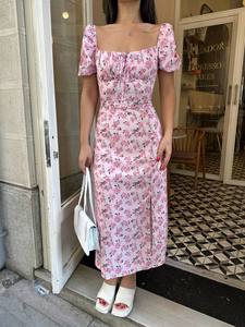 Robe d'été midi élégante à fleurs avec bretelles à nouer Tissu doux et léger pour un usage quotidien ou à la plage - Product Image 5