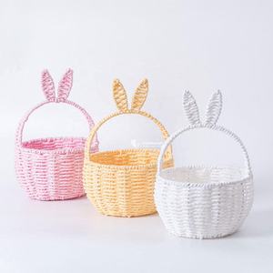 Canasta Moderna con Orejas de Conejo de Pascua, Hecha a Mano con Cuerda de Papel, Canasta de Almacenamiento con Asa, Color Personalizado OEM ODM - Product Image 1