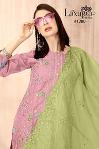 Último diseñador Organza Hilo Bordado Trabajo Kurti Set Por Fab Zone - Product Image 3