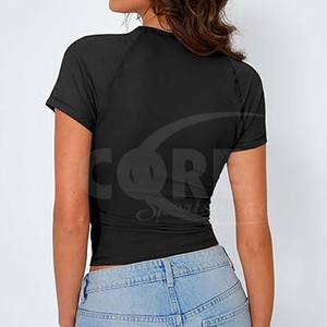 Haute qualité personnalisé femmes col rond haut court t-shirt court sport respirant Slim Fit entraînement débardeur - Product Image 5