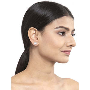 NOVAMART Fine 925 Sterling Silver Real Pearl Stud Riko <b>Earrings</b> Rhodium Plated for Swiss Zirconia Screw <b>Back</b> Design Gift Women G - Product Image 4