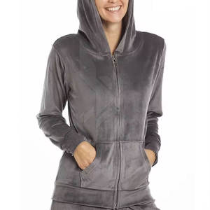 Women's Casual Soft Velvet <b>Two</b>-<b>Piece</b> for <b>Lounge</b> <b>Set</b> Solid Zipper Top and Bottoms for Winter - Product Image 6