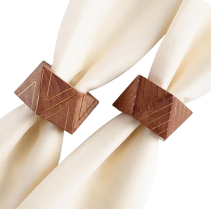 Anneau de porte-serviettes rond en bois de manguier pour décoration de table à manger de fête de mariage d'Inde - Product Image 1