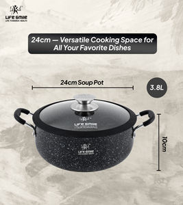 Marmite en granit de qualité supérieure antiadhésive avec couvercle en verre et bord en silicone - Product Image 2