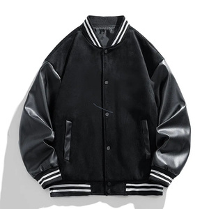 2026 Custom Baseball Letterman Varsity Jacket High Quality Leather Sleeves With custom embroidery patches Single <b>Button</b> - Product Image 3