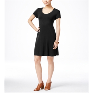 Abito da donna Style & Co a maniche corte nero a trapezio taglia PP - Casual, da ufficio, da festa, da club, con decorazioni traspiranti a balze - Product Image 1