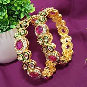 Efulgenz <b>Indian</b> Faux Kundan Crystal Rhinestone Floral Bridal Bracelet <b>Bangles</b> Set <b>Indian</b> Wholesaler Jewellery for Women - Product Image 2