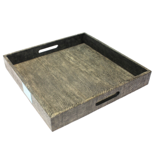 0,45x0,45x0.065 gris claro/carbón Faux Boa líder piel cuadrado té/bandejas para servir comida - Product Image 5