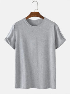 T-shirts pour hommes décontractés, streetwear, coupe ample, col rond, couleur unie, confortables, logo personnalisé, tissu tricoté 100% coton, haute qualité - Product Image 3