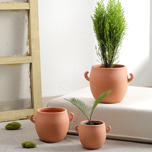 Leuke kleurveranderende keramische plantenbak met smiley-design - kleine cartoon bloempot voor huisdecoratie - Product Image 1