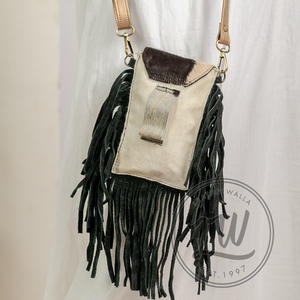 LW 2024 Bohemian Vintage Multi-Color Leather Sling Bag Women Handcrafted Véritable Hair Leather Single Strap Portable Cotton - Product Image 4
