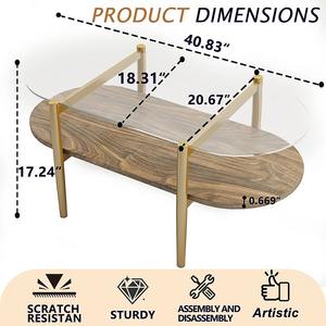 Mesa de Centro de Estilo Europeo y Americano, Simple, Moderna, Ecológica, Dorada, para Apartamentos Pequeños, Sala de Estar, Estilo Ligero y Lujoso, de Vidrio - Product Image 4
