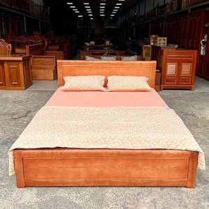 Japanese Oak Solid Panel <b>Bed</b> Home Furniture for Bedroom Double/<b>Queen</b> <b>Size</b> Teak Finish 200kg-450kg Load Capacity LP Rp Design - Product Image 1