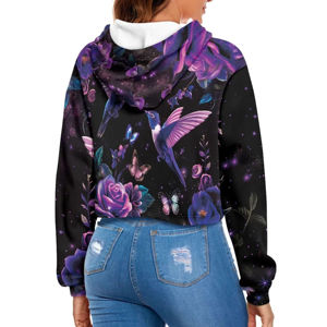 Venta al por mayor Mujeres Niñas Casual Sudaderas con capucha de manga larga Invierno Otoño Moda de gran tamaño Sublimación Crop Top Sudaderas con capucha - Product Image 5