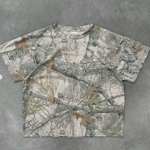 Camiseta Holgada de Algodón Peinado Suave de Alta Calidad con Efecto Desgastado por el Sol, Estilo Cuadrado, con Estampado Digital de Camuflaje Realtree - Product Image 1