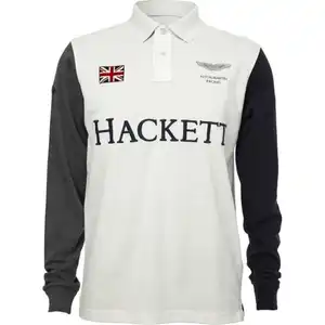 Рубашка-поло мужская с вышивкой, хлопковая тактическая рубашка-поло с 3 пуговицами, с коротким и длинным рукавом, Hackett