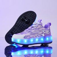 Chaussures à roulettes LED pour enfants, chaussures à roulettes automatiques à quatre roues, patins invisibles, chaussures à la mode pour filles et étudiants avec lumières