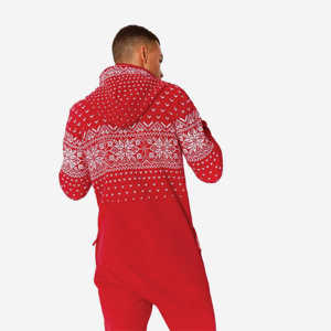 Detalle estampado y logotipo bordado 50% poliéster 50% Algodón bolsillos laterales con cierre de cremallera mono rojo alpino Unisex - Product Image 3