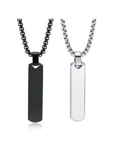 Collar con colgante de cadena de eslabones de acero inoxidable Chapado en negro y plata triangular ahuecado personalizado al por mayor para hombres - Product Image 3