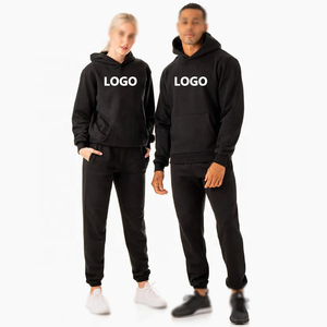 Unisex Oversized Solid Cotton Fleece Sweatsuit | Hoodie & Jogger <b>Pants</b> | Windproof Breathable | OEM/ODM Available - Product Image 1