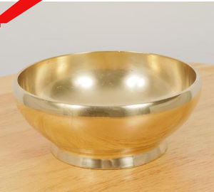 Meilleures ventes Bol de service en métal de forme ronde doré avec support - Product Image 2