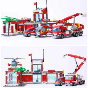 <b>Plastic</b> Construction Toy Station Firehouse Educational Magnetic Cubes for 5 to 7 Years PC <b>Block</b> Sets - Product Image 4