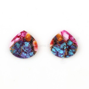 La mejor calidad, 14mm, Natural, liso, plano, en forma de corazón, ostra espinosa, cobre, turquesa, piedras preciosas sueltas para suministro de joyería - Product Image 4