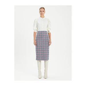 Falda de franela a cuadros para mujer sin forro y sin bolsillos - Product Image 2