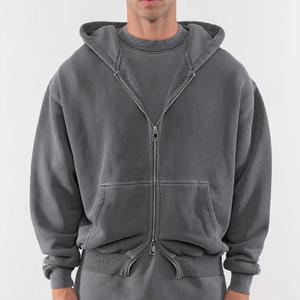 Wholesale Men's Plus Size Sweatshirt Hoodies 360gsm Heavy Weight Acid Wash Fleece Digital Print Logo Regular Fit <b>Zip</b> <b>Hooded</b> - Product Image 1
