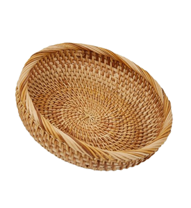 Panier en rotin organisateur de stockage tissé à la main rond conteneurs de stockage des aliments Boho bols décoratifs paniers de fruits pour la cuisine - Product Image 3
