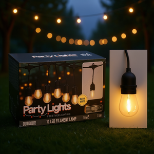 Guirnalda de Luces LED Koopman PARTY LIGHTS LG1000010 de 750 cm con 10 Luces Brillantes, Clasificación IP44 para Decoración de Fiestas al Aire Libre - Product Image 3