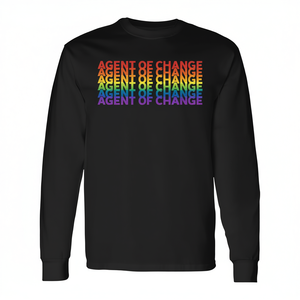 T-shirt a maniche lunghe Agent Of Change in stile retrò anni '70, taglia unisex per adulti - Product Image 2