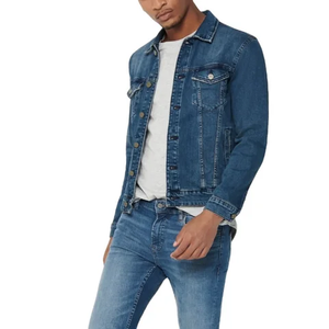 Finer Threads Men New Fashion 100% Cotton <b>Denim</b> <b>Jacket</b> in Dark Blue Vintage Style for Autumn Windproof Hooded <b>Custom</b> Logo Design - Product Image 3