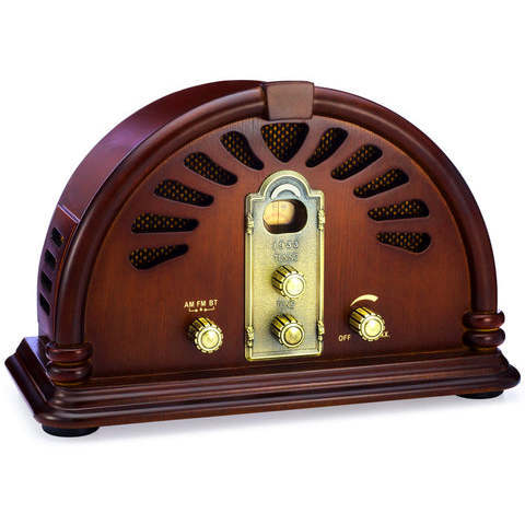 Classic Wooden AM/FM Radio with Bluetooth, Vintage Retro Style Desktop Speaker, Handmade Real Wood, Dual 5W Speakers
