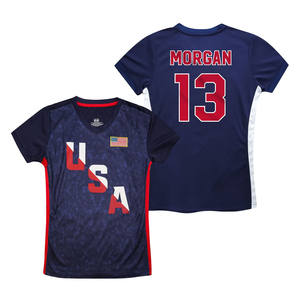 Maillot de football sublimé pour l'équipe des États-Unis, manches courtes, col en V, imprimé, prix de gros, maillot de football - Product Image 4