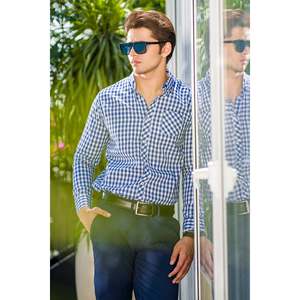 Chemise à carreaux décontractée d'été pour homme NUBIA avec logo personnalisé, coupe classique, col ouvert, 100 % coton popeline, respirante, anti-plis, ODM - Product Image 2