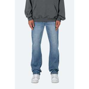 กางเกงยีนส์ผ้าฝ้ายโพลีเอสเตอร์สำหรับผู้ชายผ้าเดนิมแบบตรงมีน้ำหนักมากสีน้ำเงินปานกลางแบบกำหนดเอง - Product Image 1