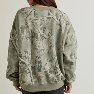 Jersey de algodón con serigrafía y logotipo personalizado, de gran tamaño Sudadera con capucha, sudadera con cuello redondo para mujer - Product Image 6