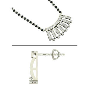 Compre un Conjunto de Mangalsutra de Plata Pura, Joyería Fina con Diamante de Corte Esmeralda Chapado en Oro, para Regalo de Boda o Fiesta para Esposa - Product Image 3