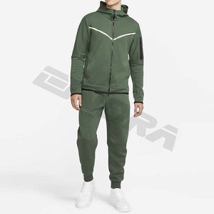 2025 personnalisé hommes ensemble de survêtement à fermeture éclair élégante solide coton survêtement à capuche et pantalon 2 pièces Gymwear Activewear costume - Product Image 1