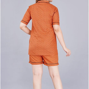 Camisón con estampado de puntos naranjas para mujer, conjunto de pijama de Modal corto de algodón suave y elegante, ropa de dormir acogedora para mujer, proveedor mayorista - Product Image 4