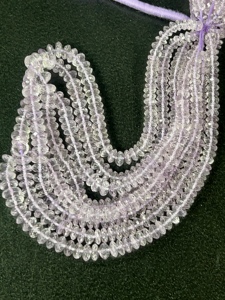 Cuentas Rondelle con forma de disco facetado de corte alemán de cuarzo amatista Rosa Natural Tamaño 7 a 8mm pulgadas hebra - Product Image 2