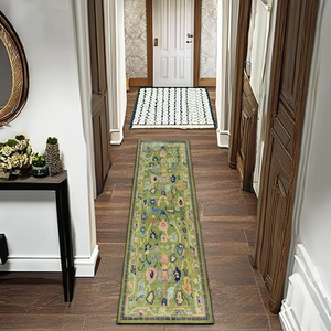 Tapis de couloir en laine Oushak floral moderne fait à la main, laine de Nouvelle-Zélande 100% premium, grande surface, lavable, tissé pour le salon - Product Image 1