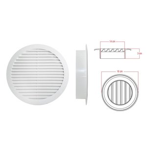 Griglia di ventilazione rotonda griglia di ventilazione In plastica D160mm foro 140mm Made In Italy-materiali elettrici/ - Product Image 1