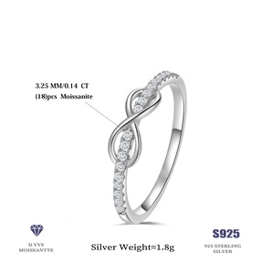 Luxury D Color Moissanite Diamond 8 Shape Infinity Shape Half Eternity <b>Wedding</b> <b>Band</b> Fine Jewellery Pure 925 Sterling <b>Silver</b> Ring - Product Image 6