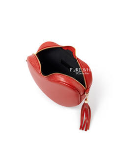 Bolso bandolera italiano hecho a mano de cuero genuino con forma de corazón y borla - Modelo PS637 - Product Image 2