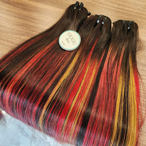 Premium Highlight Color 100% Extensiones Remy vietnamitas Paquete de cierre Frontal Bone Straight Machine Doble trama Longitudes 10-30 - Product Image 1