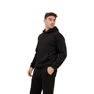 Vente en gros de pulls à capuche peignés décontractés 100% coton pour hommes, vêtements d'hiver en polaire brodée avec logo personnalisé, sérigraphie, teint uni - Product Image 2